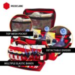 Redcube Emergency Bag - First Aid Bags Empty - First Responder Bag for Trauma, Professional Multiple Compartment Kit Carrier For Emergency Medical Supplies (Red), Red, Large, Modern - Image 7