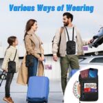 Travel Neck Wallet Passport Holder RFID Blocking, Passport Organiser Bag, Security Bag, Travel Accessories, Air Ticket Bag, Chest Pocket for Men Women for Smartphone Travel Documents Money black - Image 3