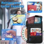 Travel Neck Wallet Passport Holder RFID Blocking, Passport Organiser Bag, Security Bag, Travel Accessories, Air Ticket Bag, Chest Pocket for Men Women for Smartphone Travel Documents Money black - Image 5