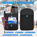 Travel Neck Wallet Passport Holder RFID Blocking, Passport Organiser Bag, Security Bag, Travel Accessories, Air Ticket Bag, Chest Pocket for Men Women for Smartphone Travel Documents Money black - Image 7
