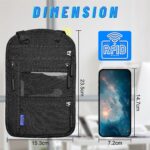 Travel Neck Wallet Passport Holder RFID Blocking, Passport Organiser Bag, Security Bag, Travel Accessories, Air Ticket Bag, Chest Pocket for Men Women for Smartphone Travel Documents Money black - Image 8