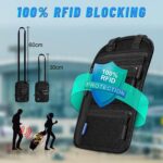 Travel Neck Wallet Passport Holder RFID Blocking, Passport Organiser Bag, Security Bag, Travel Accessories, Air Ticket Bag, Chest Pocket for Men Women for Smartphone Travel Documents Money black - Image 9