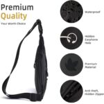 Waterproof Unisex Crossbody Waist Bag Fanny Pack for Women Men Boomerang Style Sling Bags Side Shoulder Chest Bag Belt Pouch for Outdoor Travel Hiking Sports Money Mobile (Dark Black) - Image 3