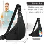 Waterproof Unisex Crossbody Waist Bag Fanny Pack for Women Men Boomerang Style Sling Bags Side Shoulder Chest Bag Belt Pouch for Outdoor Travel Hiking Sports Money Mobile (Dark Black) - Image 4