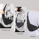 Waterproof Unisex Crossbody Waist Bag Fanny Pack for Women Men Boomerang Style Sling Bags Side Shoulder Chest Bag Belt Pouch for Outdoor Travel Hiking Sports Money Mobile (Dark Black) - Image 5