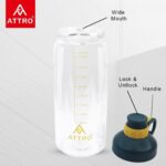 ATTRO Plastic Hydra Gym 2000Ml Water Bottle with Easy to Carry Grip Handle&Ml Mention for Daily Water Intake Bpa Free Leak-Proof-Dark Blue - Image 3