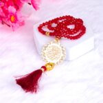 HADIYAH Premium Customisable 100 Beads Crystal Tasbeeh | with Name or Bismillah | Maroon - Image 3