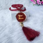 HADIYAH Premium Customisable 100 Beads Crystal Tasbeeh | with Name or Bismillah | Maroon - Image 4