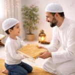 FAF Kids Janamaz Velvet Prayer Mat | Children Islamic Prayer Rug for Boy & Girl (1 to 10) | Soft Thick Namaz Mat, Portable Travel Janemaaz | Mussalla for Home, Mosque & Ramzan, Hajj and Umrah (Golden) - Image 9