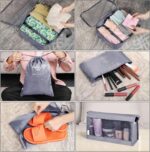 Flyngo 8 Pcs Travel Organizer Pouch Packing Cubes For Clothes Space Savers Bags Cosmetics/Underwear/Socks/Shoes Toiletry Bag Laundry Organiser (Grey) - Nylon - Image 5
