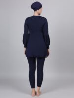 Women 3 Piece Modest Muslim Swimwear Islamic Ruffle Full Coverage Long Sleeve Removable Chest Pads Swim Hijab Cap Swimming Costume Burkini Swimsuit - Image 3