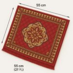 Ink Craft Red Printed Velvet Pooja Mat | 24x Premium Square Prayer Mat | Pack of 1 | Eco-Friendly & Durable Design for Home Mandir Construction | Durable Everyda - Image 3