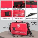 Large Comprehensive Premium First Aid Kit Bag, Labeled Compartments and with Removable MOLLE System Bag-Red - Image 4