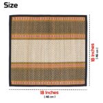 HOKIPO Natural River Grass Handcrafted Pooja Floor Mats/Meditation Prayer, Sittting, Aasan Mat Chatai Set of 2, 18x18 Inches (IN78-BLK*2) - Image 3