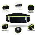 Running Waist Bag for Men & Women | Waterproof Sweatproof Sports Waist Pouch with Earphone Hole, Reflective Strip & Adjustable Elastic Belt | Mobile, Keys, Wallet Holder (Running Belt Black) - Image 4