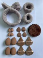 20 Pcs Brown Makeup Sponge & Puff Set | Soft, Lightweight Cosmetic Blenders for Cream, Liquid & Powder Makeup | Includes Plush Bow Headband & Clean Sponge Pad for Easy Maintenance | Perfect for Women Makeup Tools for Smooth (Brown, 20Pcs) - Image 3