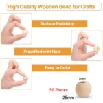 ecofynd 25mm, 50 Pieces Natural Wood Beads, Unfinished Loose Wood Beads for Craft Making, Home Décor, DIY Jwellery Making - Image 4
