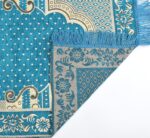Velvet Chenille Super Soft Rectangular Designer Janamaz Namaz Prayer Mat 70 X 110 Cm Aqua Blue - Image 4