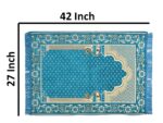Velvet Chenille Super Soft Rectangular Designer Janamaz Namaz Prayer Mat 70 X 110 Cm Aqua Blue - Image 5