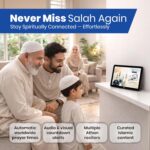 Masjidal - 10-14 inch inch Azan Tablet Clock, Athan Frame, Athan Clock, Next Gen, Sync with Mosque, Full Color HD Display - Home, Office, Desk, Wall - Mosque Digital, Muslim, Decorative - Black - Image 5