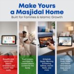 Masjidal - 10-14 inch inch Azan Tablet Clock, Athan Frame, Athan Clock, Next Gen, Sync with Mosque, Full Color HD Display - Home, Office, Desk, Wall - Mosque Digital, Muslim, Decorative - Black - Image 9