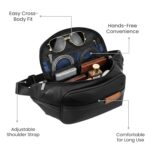 Goldfinch Waist Bag for Men & Women | Water-Resistant Crossbody Waist Sport Pouch with 2 Zippered Compartments, Back Pocket & Adjustable Strap for Travel, Money, Passport, Running, Gym Use | Black - Image 3