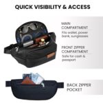 Goldfinch Waist Bag for Men & Women | Water-Resistant Crossbody Waist Sport Pouch with 2 Zippered Compartments, Back Pocket & Adjustable Strap for Travel, Money, Passport, Running, Gym Use | Black - Image 5