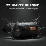 Goldfinch Waist Bag for Men & Women | Water-Resistant Crossbody Waist Sport Pouch with 2 Zippered Compartments, Back Pocket & Adjustable Strap for Travel, Money, Passport, Running, Gym Use | Black - Image 6