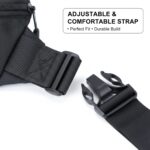 Goldfinch Waist Bag for Men & Women | Water-Resistant Crossbody Waist Sport Pouch with 2 Zippered Compartments, Back Pocket & Adjustable Strap for Travel, Money, Passport, Running, Gym Use | Black - Image 7