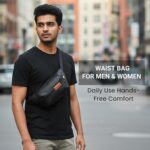 Goldfinch Waist Bag for Men & Women | Water-Resistant Crossbody Waist Sport Pouch with 2 Zippered Compartments, Back Pocket & Adjustable Strap for Travel, Money, Passport, Running, Gym Use | Black - Image 8