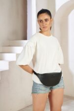 Unisex Premium Leather Waist Pack Travel Handy Hiking Zip Pouch Elegant Style Document Money Phone Belt Sport Bag for Men and Women Adjustable Strap (Charcole Black) - Image 5