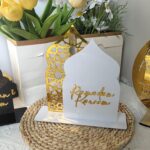 Ramadan Table Decor Islamic Arch White & Gold Ramadan Kareem Eid Al-Fitr Home Decoration Tabletop Size 27 x 18 cm 1 Pc Ready-to-Display American Elm - Image 5