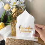 Ramadan Table Decor Islamic Arch White & Gold Ramadan Kareem Eid Al-Fitr Home Decoration Tabletop Size 27 x 18 cm 1 Pc Ready-to-Display American Elm - Image 6