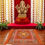 Kuber Industries (Set of 4) Traditional Asana for Puja - Soft Velvet Aasan for Pooja | Prayer | Sitting | Meditation - Small Carpet Mat Rug for Floor - Brown & Gold Color - Image 4