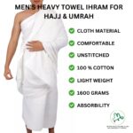 Men's Cotton Towel Ihram Set for Hajj and Umrah Lightweight, Absorbent, and Comfortable - Image 3
