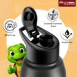 truTRTL Sporty Stainless Steel Water Bottle 1000 ml with Sipper | ISI Certified | Single Wall | Leak Proof Lid | Rust Proof | For School, Office & Gym I Black - Image 4