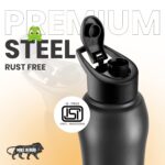 truTRTL Sporty Stainless Steel Water Bottle 1000 ml with Sipper | ISI Certified | Single Wall | Leak Proof Lid | Rust Proof | For School, Office & Gym I Black - Image 5
