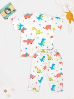 Baby Muslim Cotton Beehive Pattern Top & Pyjama Set | Soft & Breathable Summer Wear Cloth | Comfortable Collar-Free Jablas Dress for Baby Boys & Girls | Newborn Baby Clothes - Image 3