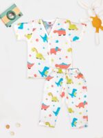 Baby Muslim Cotton Beehive Pattern Top & Pyjama Set | Soft & Breathable Summer Wear Cloth | Comfortable Collar-Free Jablas Dress for Baby Boys & Girls | Newborn Baby Clothes - Image 4