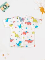 Baby Muslim Cotton Beehive Pattern Top & Pyjama Set | Soft & Breathable Summer Wear Cloth | Comfortable Collar-Free Jablas Dress for Baby Boys & Girls | Newborn Baby Clothes - Image 5