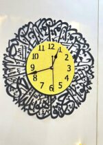 Islamic Wall Clock, 30x30 cm, Gold and Black, Wood Frame, Battery Powered, Analog Display - Image 5