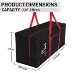 Storite Extra Large Moisture Proof 236 L Heavy Duty 1680 Denier Nylon Multi-Purpose Toys Storage Bag/Stationery Paper/Blankets/Clothes Storage Bag (Red Black, 113x39.5x53 cm) - Image 3
