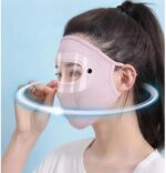 1Pack, Women Full Face UV Protection Mask with Eye Cover Sun Shade Hat | Ice Silk Breathable Lightweight Face Cover | Ponytail Design | Outdoor Summer Cycling (Multicolor) - Image 4