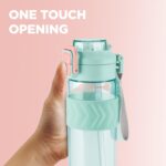 MILTON Calvin 1000 2-in-1 Sip or Gulp Lid Water Bottle 1 ltr | Unbreakable | BPA-Free, One-Click Open, Leak-Proof, Crystal Clear Design, Sipper Water Bottle For Office, School, College, gym set, Green - Image 4