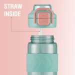 MILTON Calvin 1000 2-in-1 Sip or Gulp Lid Water Bottle 1 ltr | Unbreakable | BPA-Free, One-Click Open, Leak-Proof, Crystal Clear Design, Sipper Water Bottle For Office, School, College, gym set, Green - Image 5