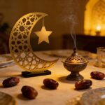 American Elm Ramadan & Eid Table Decor Islamic Moon Star Calligraphy Art Acrylic Home & Desk Decoration 8.86 x 7.48 Inch (22.5 x 19 cm) 1 Pc Ready-to-Display - Image 4