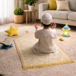 HADIYAH Kids Dome Design Premium Janamaz | Prayer Mat with Name Customisation Option | Soft Velvet Prayer Rug | White - Image 5