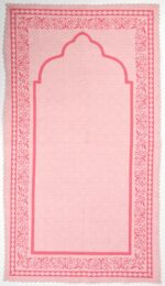 KETOSTICS Premium Velvet Printed Prayer Rug - Soft Turkish Janamaz Sajada Carpet Prayer mat/Meditation Janamaz for Namaz Muslim|80x120 cm|Pink - Image 3