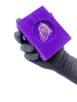 Purple Velvet Mini Qur'an with Golden Brass Cutout and Fancy Box - Image 3