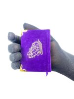Purple Velvet Mini Qur'an with Golden Brass Cutout and Fancy Box - Image 4